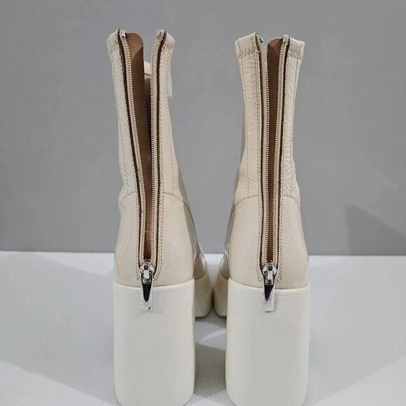 NEW Free People Double Stack Platform Boot Women EU 39.5 Bone Ivory Leather Heel - Picture 7 of 14